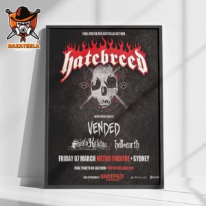 Hatebreed Final Prayer For Australia-NZ Tour 2025 With Special Guest At Metro Theatre in Sydney On March 7th 2025 Home Decor Poster Canvas